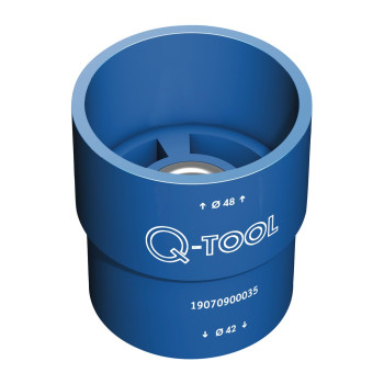 Q-Tool vrtací šablona Q-82, pro O42 mm & O48 mm, ocel, modrá prášková barva